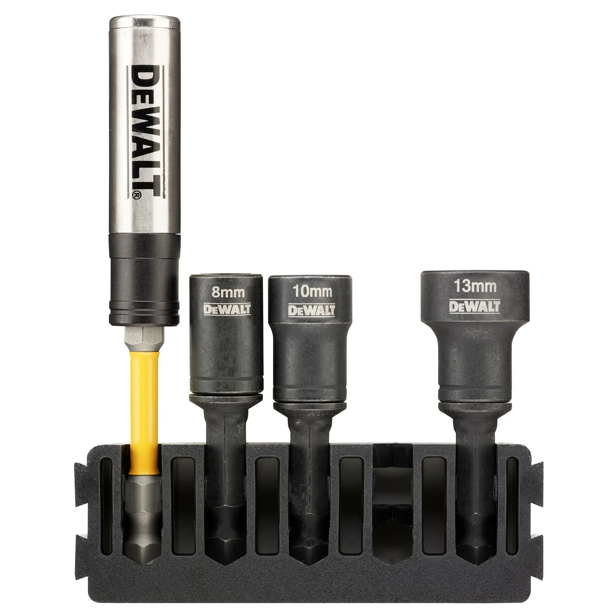 Pildil on näha DeWalt puhastatavate padrunotsakute komplekt, mis sisaldab magnetiga kinnitust ja erineva suurusega...