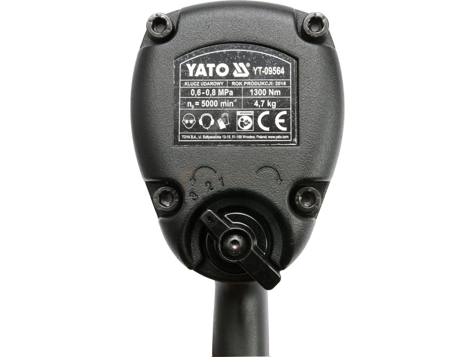 Pildil on must Yato suruõhu mutrikeeraja, millel on näha toote andmesilt ja reguleerimisnupp.