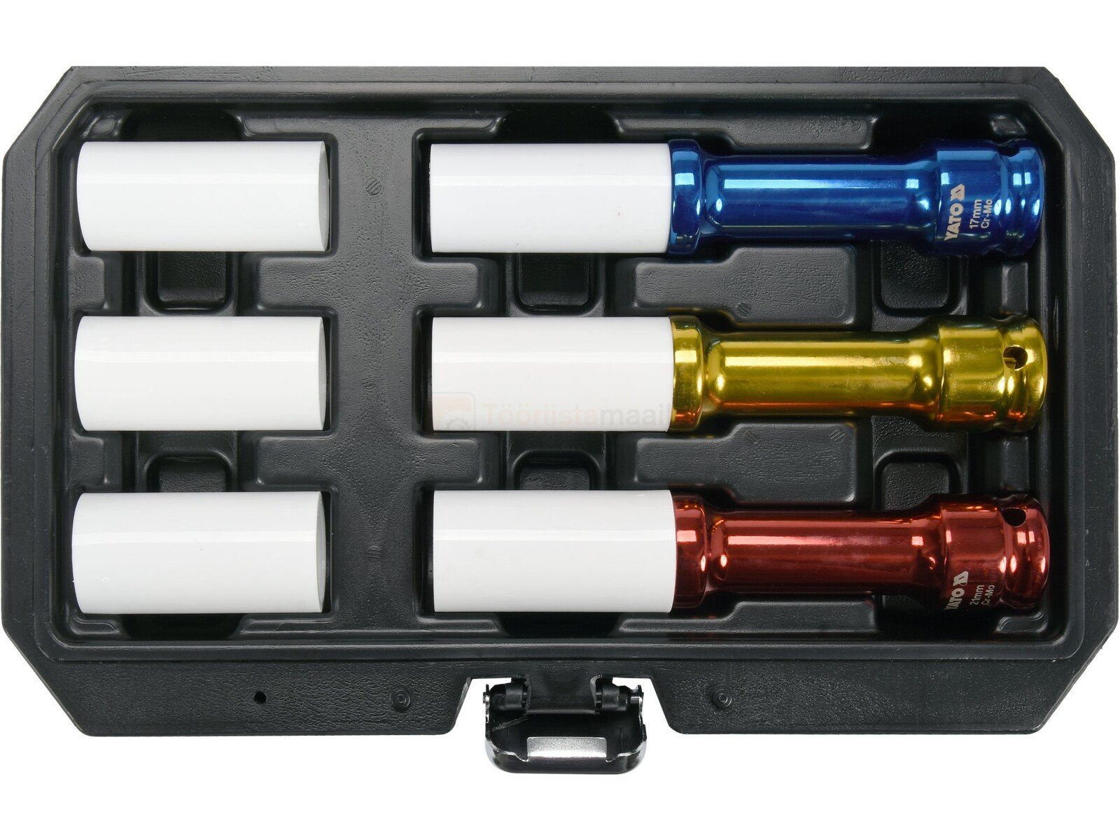 YATO pikkade veljepadrunite komplekt 1/2" 17, 19 ja 21 mm + 3 varu kaitsekatet, 6-osaline