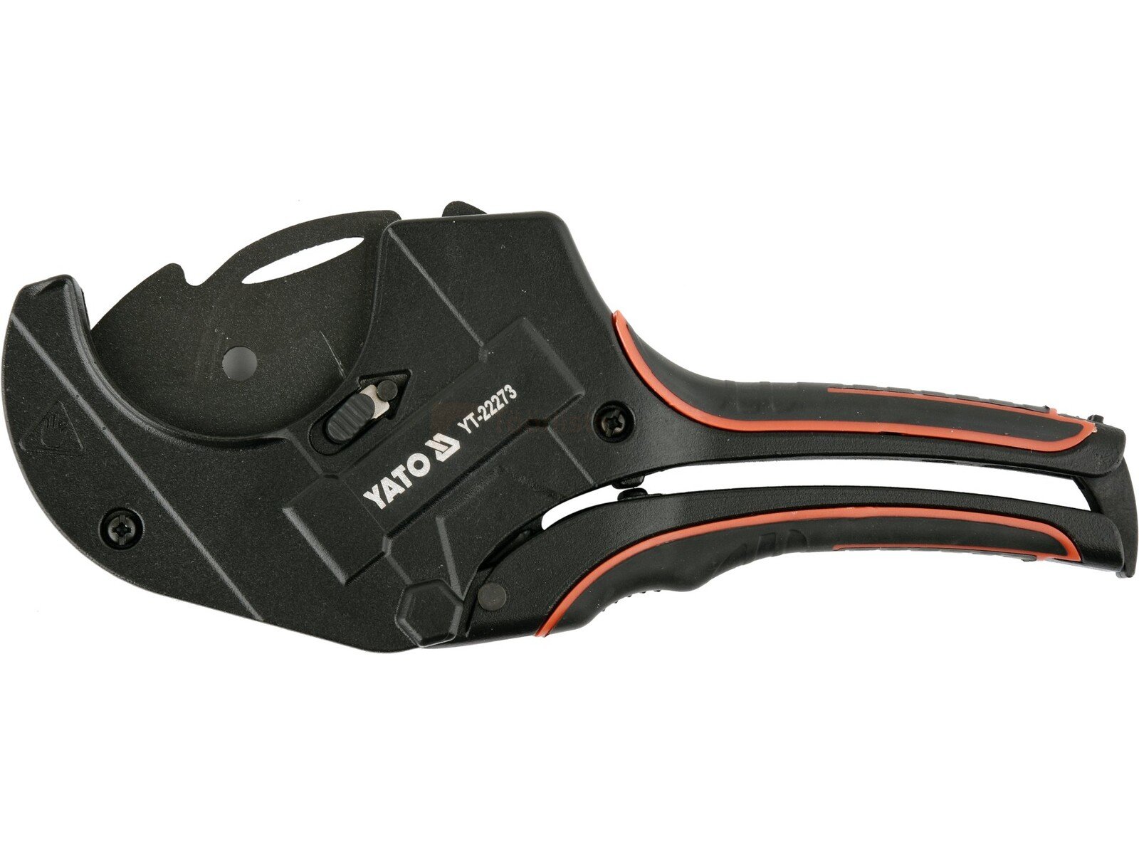 Pildil on musta ja punasega Yato torulõikur, mis on mõeldud 0-63 mm PVC torude lõikamiseks.