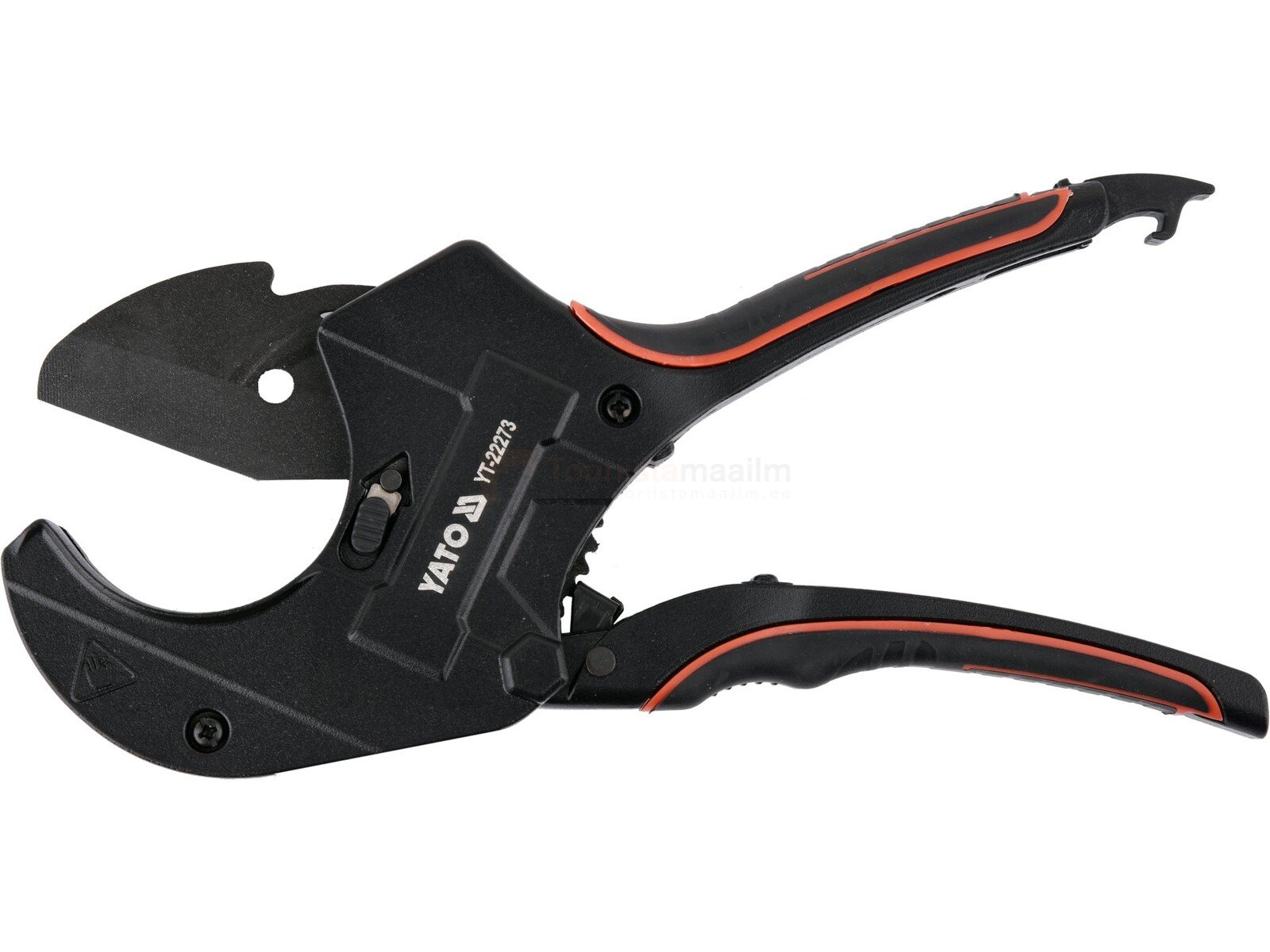 Pildil on musta ja punase detailiga Yato torulõikur, mis on mõeldud 0-63 mm PVC torude lõikamiseks.