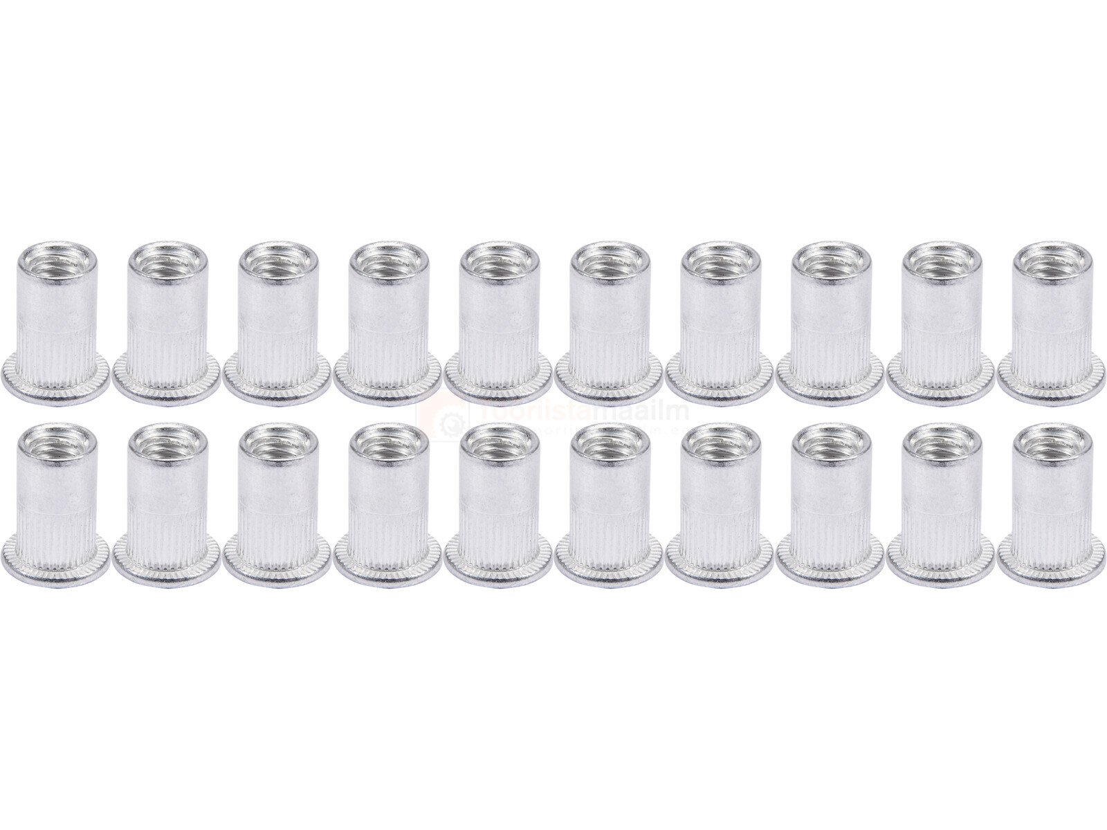 Pildil on rida YATO alumiiniumist neetmutreid, mis on mõeldud M3-M6 suurustele.