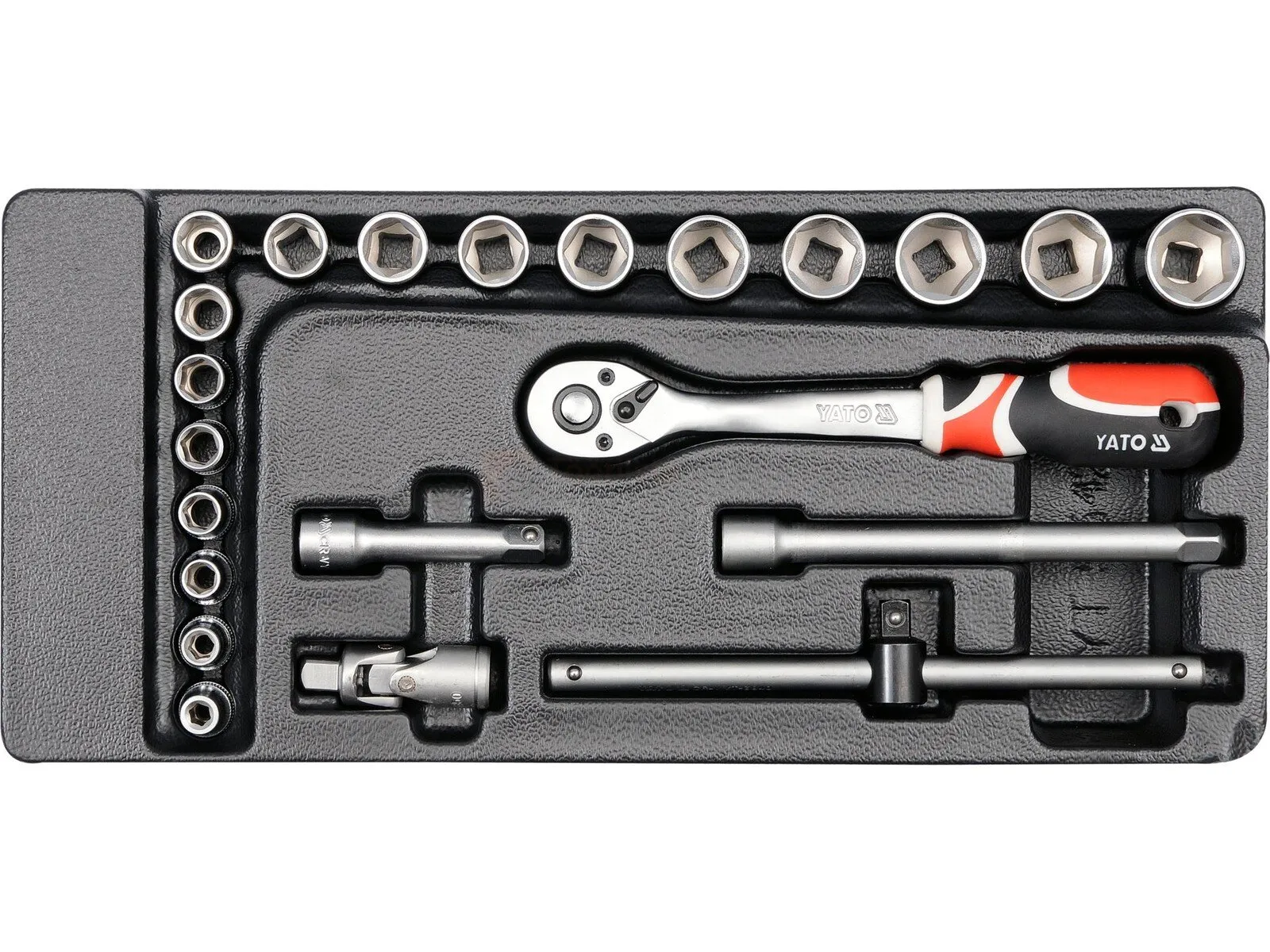 YATO chuck wrench set 3/8" on PVC base 22 parts