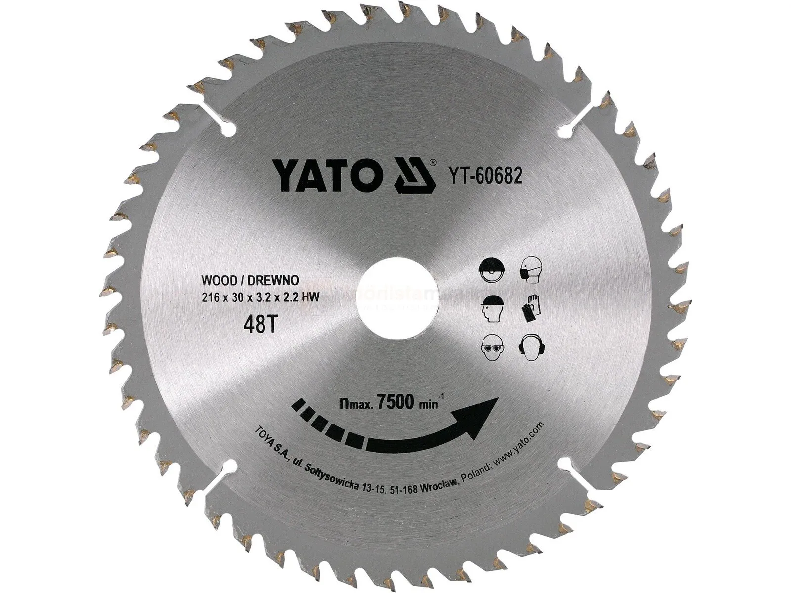 Пильный диск YATO для дерева 216 x 30 x 2,2 mm 48T