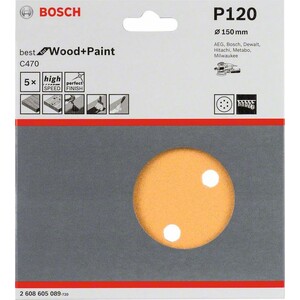 Bosch švitrinis popierius C470 150 mm 5 vnt 120