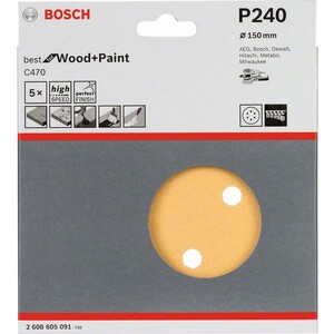 Bosch švitrinis popierius C470 150 mm 5 vnt 240