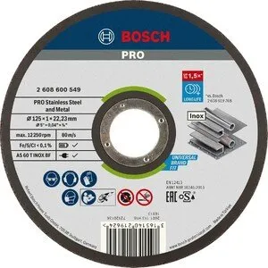Bosch lõikeketas terasele ja roostevabale terasele 125 x 1 x 22,23 mm 100 tk