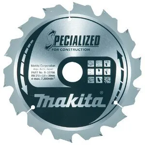 Makita saeketas 210 x 30 x 2,8 mm 14T 20°, naeltega puidule