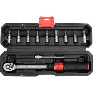 YATO torque wrench and socket bit set 1/4" 2-24 Nm 11-piece