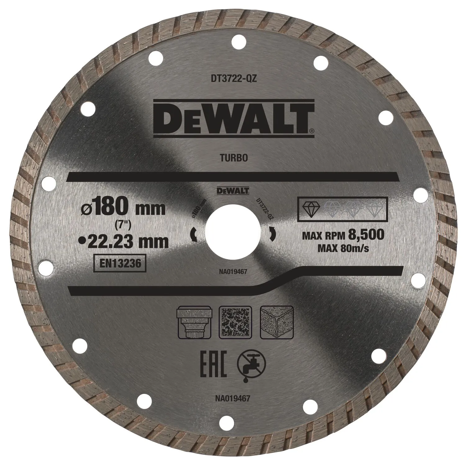 DeWalt teemantlõikeketas 180 x 22.23 mm, Turbo