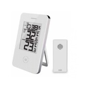Digitaalne sise-välis termomeeter, juhtmevaba, kella ja MIN-MAX näiduga, valge