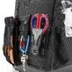 Pildil on must KNIPEX Modular X18 tühi tööriistakott, mille küljes on kinnitatud kindad, karabiiniga võtmed, Knipex...