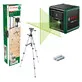 Pildil on näha Bosch ristjoonlaser Quigo Green Set, mis sisaldab ka statiivi ja patareisid.
