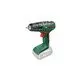 Pildil on roheline ja must Bosch EasyDrill 18V-40 akutrell-kruvikeeraja, millel on küljes puuripea ja aku.