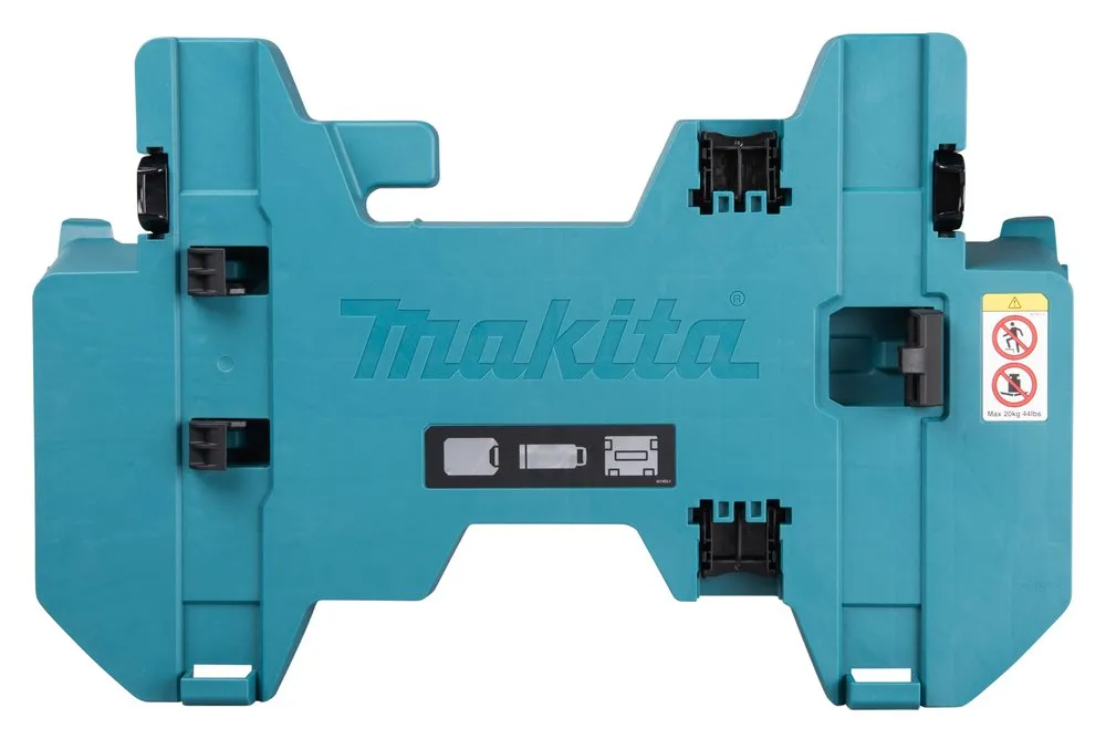 Pildil on Makita multifunktsionaalse adapteri VS001G pealtvaade, mis on sinise värviga ja millel on kinnitusmehhanismid.