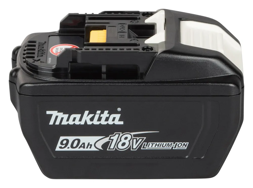 Pildil on must Makita aku 18 V 9,0 Ah BL1890, millel on Makita logo, ja aku tüüp on selgelt nähtav.