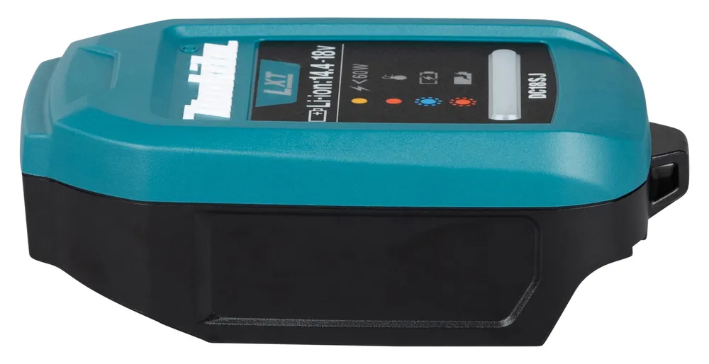 Pildil on Makita akulaadija DC18SJ, millel on USB-PD toide ja mis on mõeldud Makita LXT akude laadimiseks.