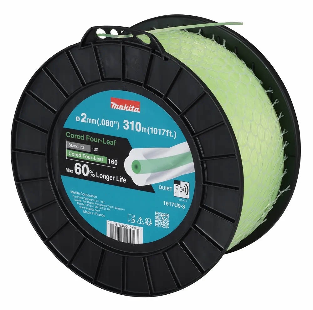 Pildil on Makita 2 mm ristikheina kujuline, südamikuga trimmijõhv rullil.