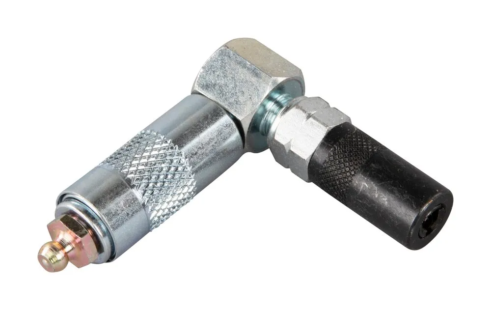 Pildil on Makita DGP180 määrdepritsile mõeldud 90° nurgaadapter määrdeniplite jaoks.