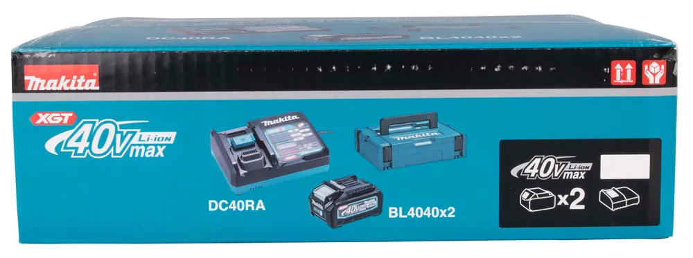 Комплект Makita XGT 40 В 2 x BL4040 + DC40RA зарядное устройство + MakPac