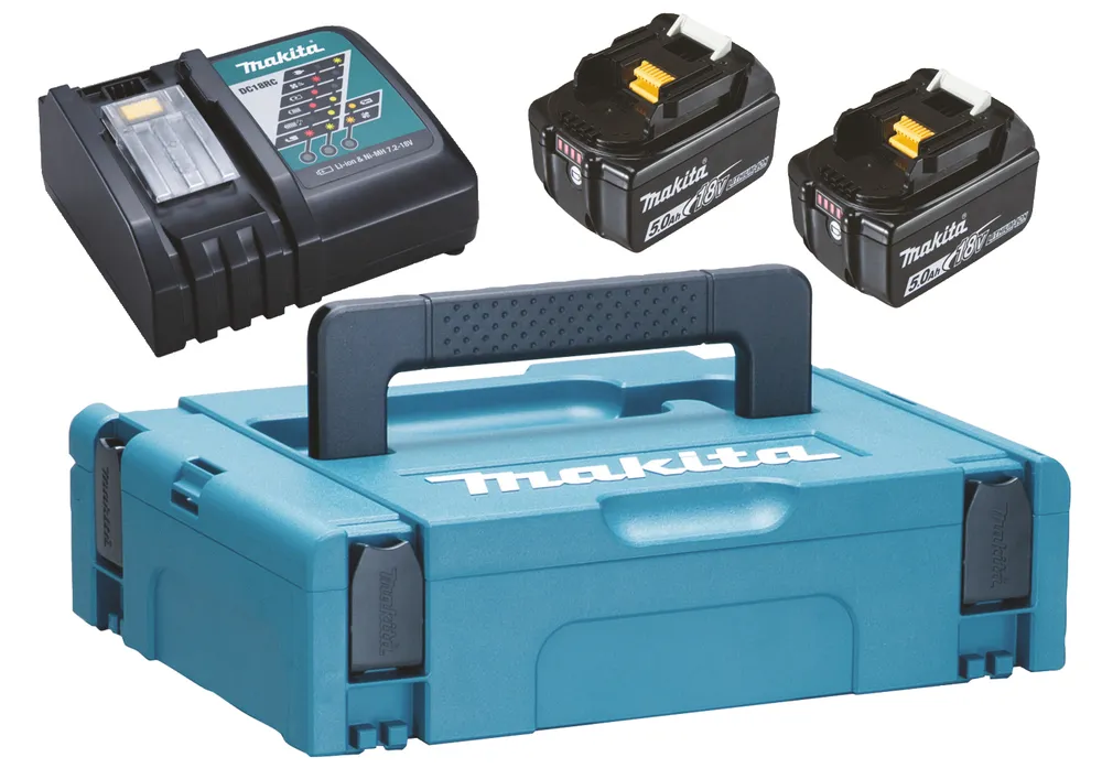 Makita set 18 V 2 x BL1850B, DC18RC, MAKPAC
