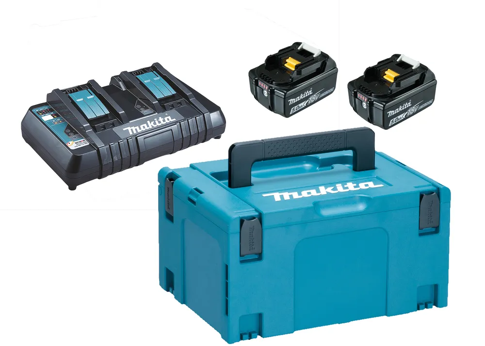 Makita set 18 V 2 x BL1850B, DC18RD, MAKPAC