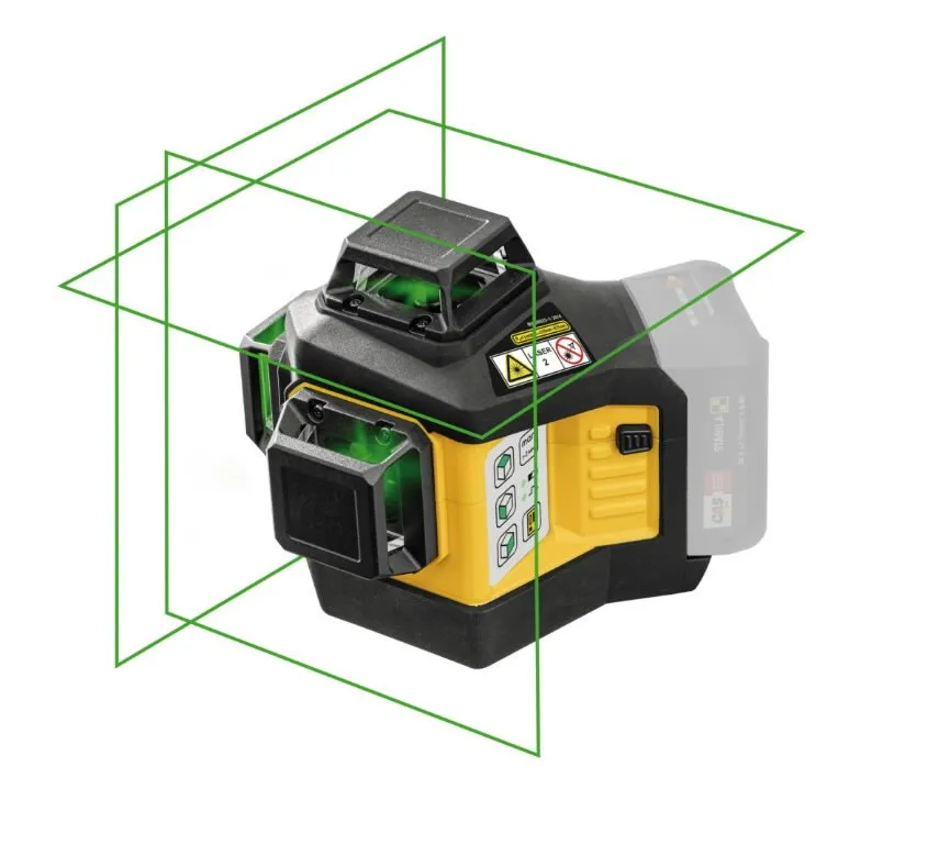 Pildil on Stabila LAX 600 G ristjoonlaser, mis projitseerib rohelisi jooni.