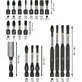 Pildil on Bosch PRO Impact otsakute komplekt, mis sisaldab erinevaid otsakuid, nagu PH, PZ, T ja lameotsakud, erinevates...