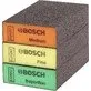 Pildil on kolm erineva jämedusega Bosch EXPERT lihvplokki, mis on virnastatud üksteise peale.