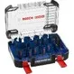 Pildil on avatud Bosch EXPERT Construction Material augusaagide komplekt, mis sisaldab erineva suurusega siniseid...