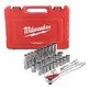 Pildil on Milwaukee punases kohvris 28-osaline 1/2" padrunite komplekt, mis sisaldab erineva suurusega padrunvõtmeid ja...