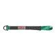 Pildil on Milwaukee Tool Lanyard, aasaga rihm, millel on must rihm, roheline aas ja metallist kinnitus.