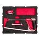 Pildil on Milwaukee PACKOUT™ sahtlitega tööriistakastidesse mõeldud 4-osaline tööriistakomplekt, mis sisaldab mõõdulinti...