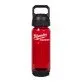 Pildil on punane Milwaukee plastpudel PACKOUT™ mahuga 740 ml, millel on must kork ja käepide.