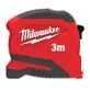Pildil on punane ja must Milwaukee Compact PRO mõõdulint, millel on näha Milwaukee logo ja mõõdulindi pikkus 3 meetrit.