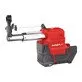 Pildil on Milwaukee M18 FDDEXL-0 puurimistolmuimeja, mis on punase ja musta värviga ning millel on kinnitatud puurimispea...