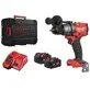 Pildil on Milwaukee M18 FDD3-502X akutrell koos kohvri, laadija ja kahe akuga.