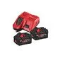 Milwaukee battery M18 FB8 8.0 Ah 2 pcs + M12-18 FC charger