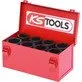 Pildil on punases metallkarbis KS Tools löökpadrunite komplekt, mis sisaldab kaheksat erineva suurusega 3/4" padrunit...