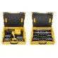 Pildil on REMS Akku-Press 22V Connected Basic-Pack koos 4 presspihdiga, mis on paigutatud kollastesse kohvritesse.