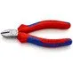 Pildil on Knipex diagonaallõikurid 70 02 125, millel on punased ja sinised käepidemed ning teravad lõiketerad.