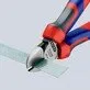 Pildil on Knipex külglõiketangid, mis lõikavad läbi rohelise materjali.