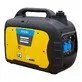 Pildil on kollase ja musta värviga Atlas Copco P2500i invertergeneraator, millel on käepide, kütusepaak ja pistikupesad.