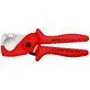 - Knipex PlastiCut® cutter for hoses and plastic conduits -

Thin-walled plastic tubes (channel plastic tubes) and flexible hoses, including fabric-reinforced tubes, both plastic and rubber, with a diameter of up to Ø 25 mm / 1" can be cut
Not suitable for cutting cables
With opening spring and locking mechanism

- Knipex 90 20 185 Pipe Cutter for thin-walled plastic tubes, reinforced hoses, and protective tubes -

- Applications:
Suitable for cutting plastic tubes, armored plastic tubes, and te