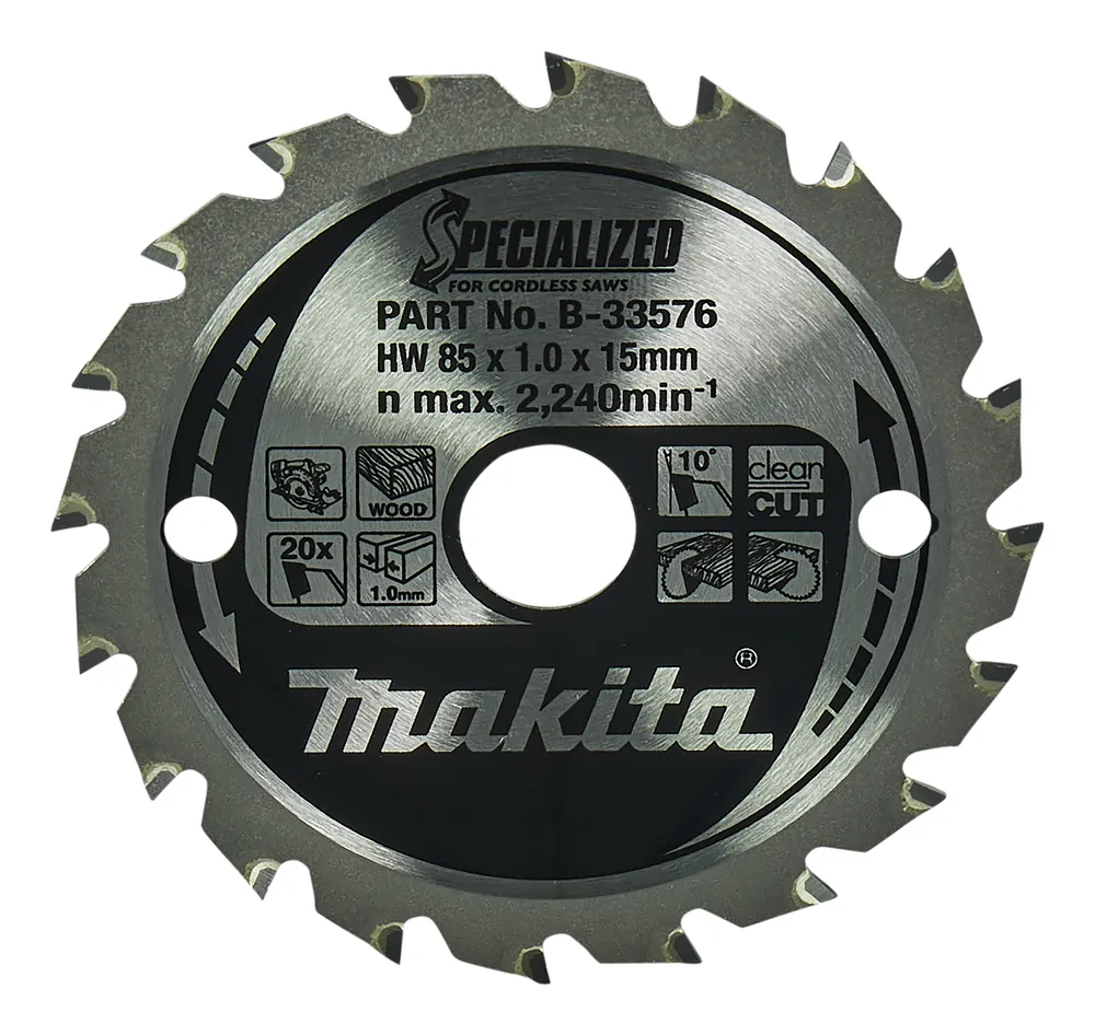 Pildil on kujutatud Makita 85 x 1 x 15 mm 10° T20 puidust saeketas.