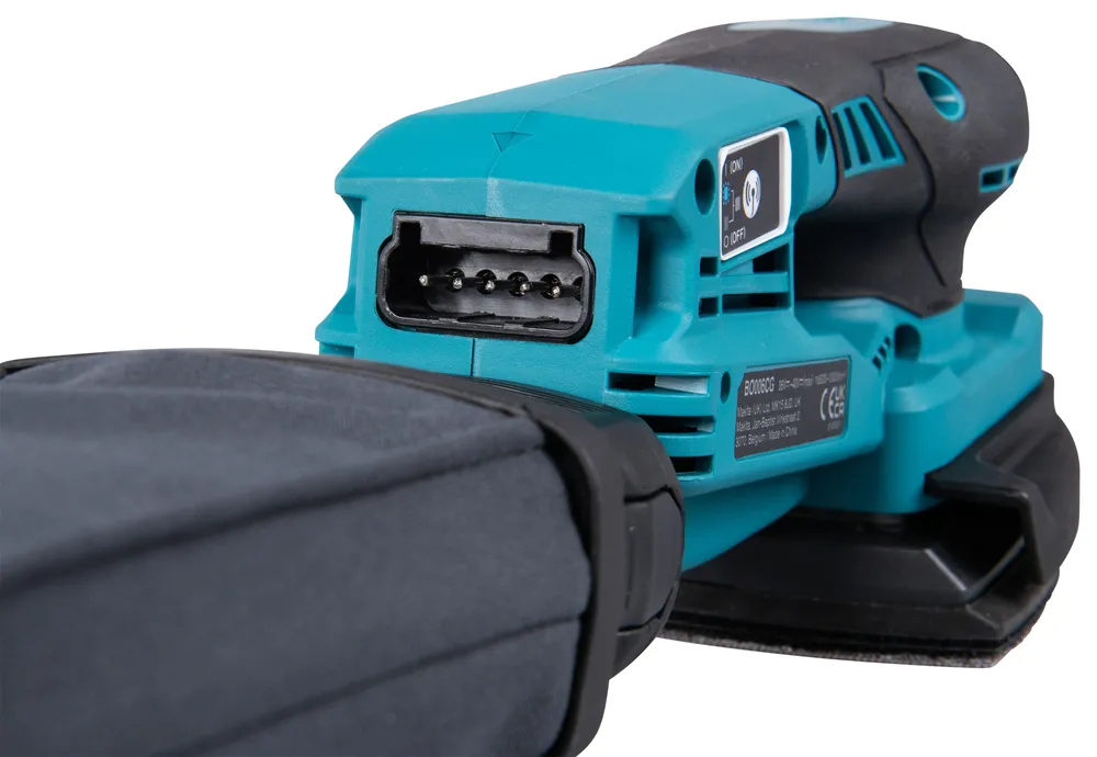 Pildil on näha Makita akutaldlihvija BO006CGZ, millel on esile toodud "Brushless" ja "XGT" logod ning kiiruse...
