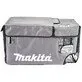 Pildil on hall Makita kaitsekate CW001G / DCW180 külma- ja soojakastile, millel on Makita logo ja mitmed taskud.