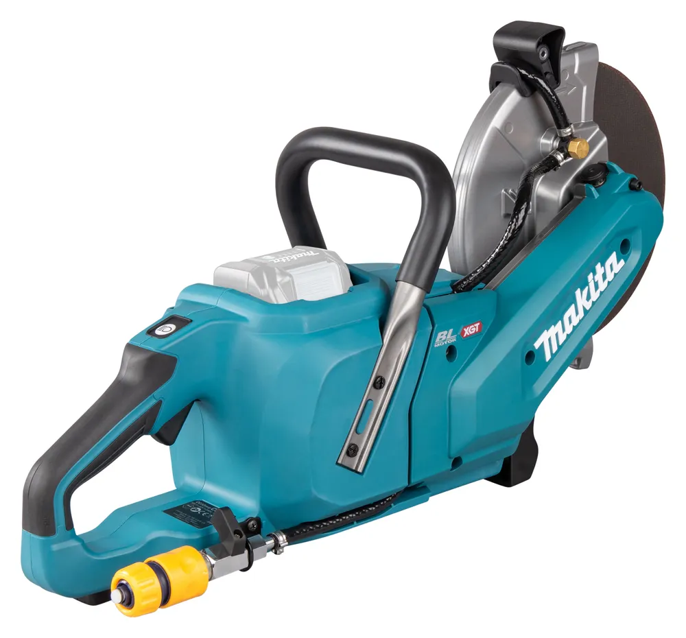 Pildil on Makita akulõikur CE003GZ02, XGT, ilma aku ja laadijata, millel on kaasas voolikuühendus.