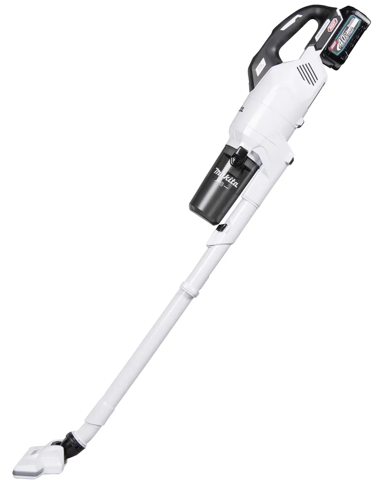 Pildil on valge Makita aku varstolmuimeja CL003GD203, millel on must käepide ja 40V aku.