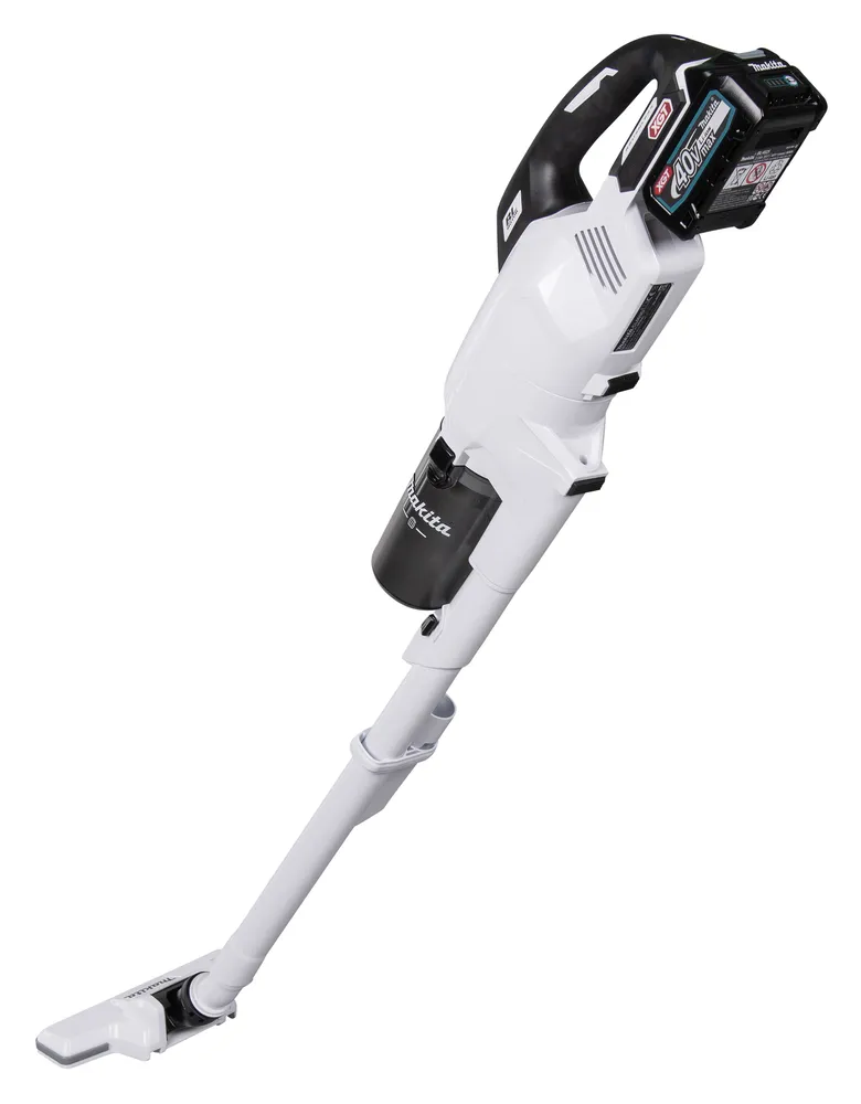 Pildil on Makita aku varstolmuimeja CL003GD203, millel on must-valge disain ja eraldi laetav aku.
